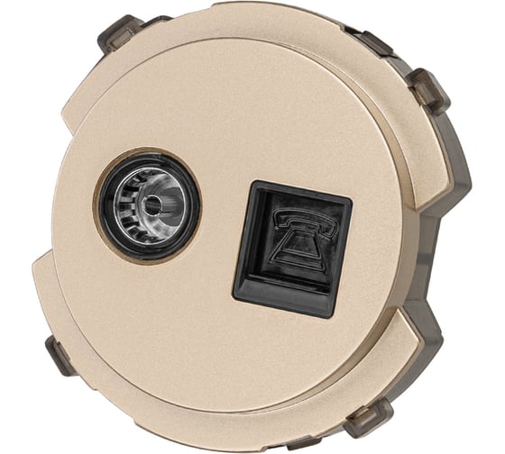 Розетка TDM ELECTRIC телефонная RJ11 + TV розетка оконечная шампань, "байкал" SQ1819-0518 1