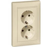 Розетка Legrand двойная с заземлением Legrand Valena со шторками в сборе 16А 250В винтовые зажимы слоновая кость 774371