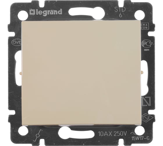 Переключатель Legrand одноклавишный Legrand Valena 10А 250В схема 6 безвинтовые зажимы слоновая кость 774306
