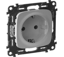 Силовая розетка Legrand Valena ALLURE 2К+З 16А 250В с лицевой панелью.Безвинтовые зажимы.Алюминий 753921