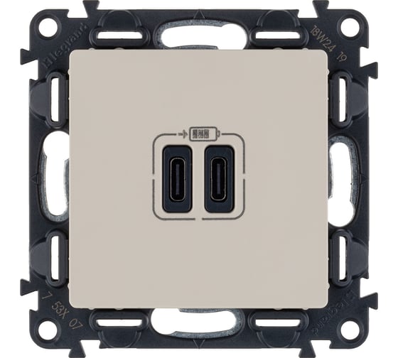 Зарядное устройство Legrand Valena Life с 2 USB-разъемами тип C-тип C 240 В/5 В 3000 мА слоновая кость 753207