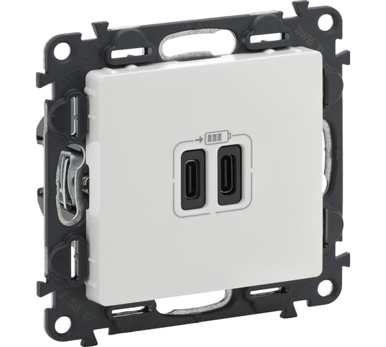 Зарядное устройство Legrand Valena Life с двумя USB-разъемами тип C-тип C 240 В/5 В 3000 мА белое 753107