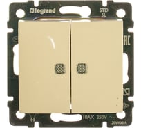 Выключатель Legrand двухклавишный с подсветкой Legrand Valena 10А 250В схема 5L безвинтовые зажимы слоновая кость 774328