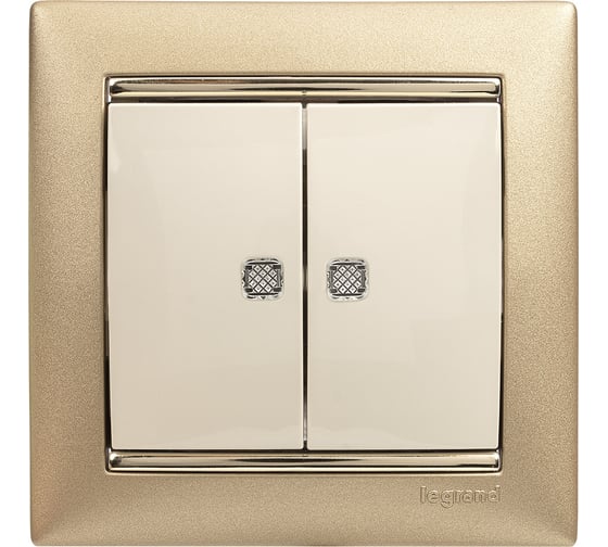 Выключатель Legrand двухклавишный с подсветкой Legrand Valena 10А 250В схема 5L безвинтовые зажимы слоновая кость 774328