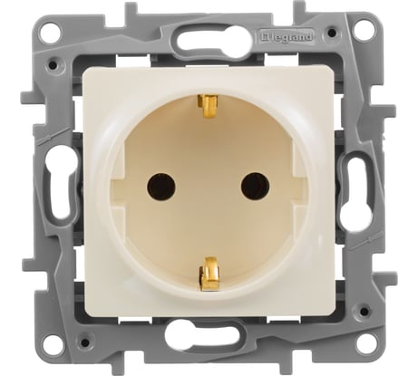 Розетка Legrand с заземлением Legrand Etika без шторок 16А 250В винтовые зажимы слоновая кость 672321