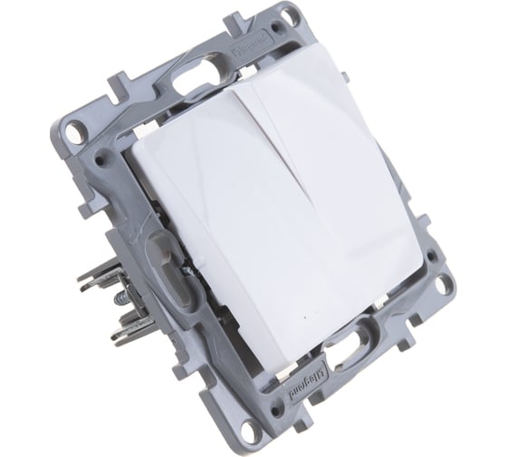 Выключатель Legrand двухклавишный Legrand Etika 10А 250В безвинтовые зажимы белый 672202