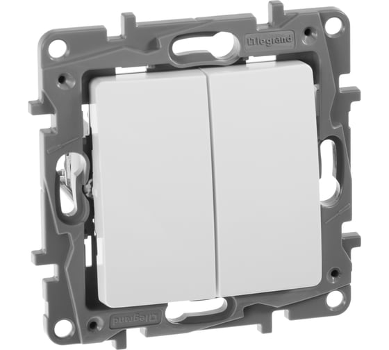Выключатель Legrand двухклавишный Legrand Etika 10А 250В безвинтовые зажимы белый 672202