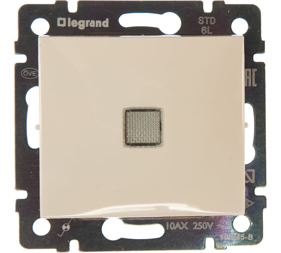 Переключатель Legrand одноклавишный с подсветкой Legrand Valena 10А 250В схема 6L безвинтовые зажимы слоновая кость 774326 1