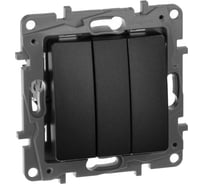 Выключатель Legrand трёхклавишный Legrand Etika 10А 250В винтовые зажимы антрацит 672613