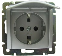 Механизм розетки Legrand 1-м СП Valena с защитной крышкой откидной немецкий стандарт с заземлением алюминий Leg 770122