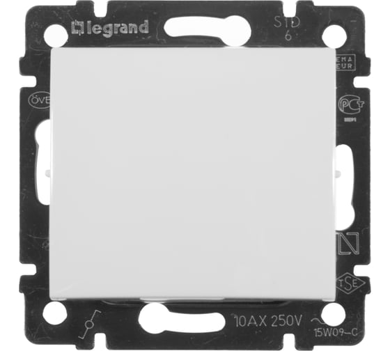 Переключатель Legrand одноклавишный Legrand Valena 10А 250В схема 6 безвинтовые зажимы белый 774406