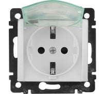 Механизм розетки Legrand 1-м СП Valena 2К+3 IP44 с защитной крышкой защитные шторки с заземлением белый Leg 774220
