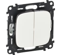 Переключатель двухклавишный Legrand Valena ALLURE  10А 250В с лицевой панелью.Безвинтовые зажимы.Белый 752708