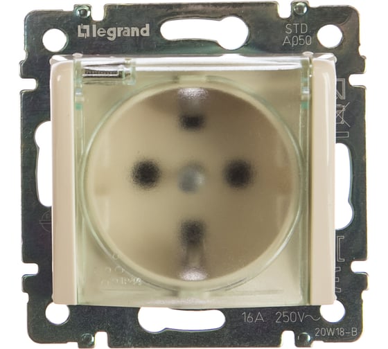 Розетка Legrand с заземлением IP44 Legrand Valena со шторками с защитной крышкой 16А 250В винтовые зажимы слоновая кость 774120