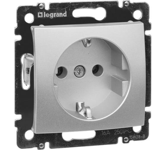 Розетка Legrand с заземлением Legrand Valena без шторок 16А 250В винтовые зажимы алюминий 770120