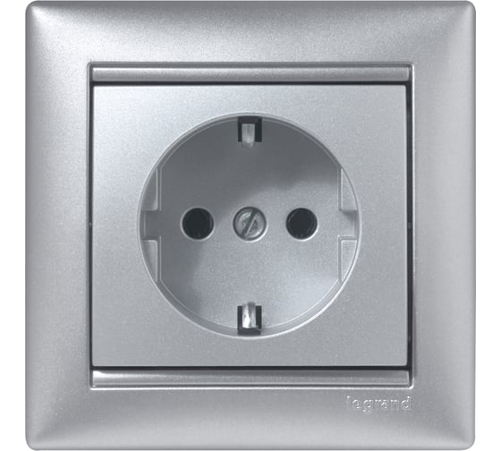 Розетка Legrand с заземлением Legrand Valena без шторок 16А 250В винтовые зажимы алюминий 770120