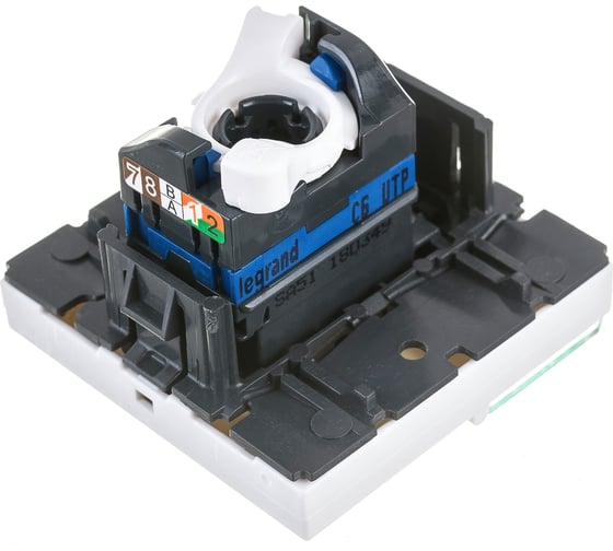 Розетка Legrand RJ 45 Программа Mosaic категория 6 UTP 2 модуля белый 076564