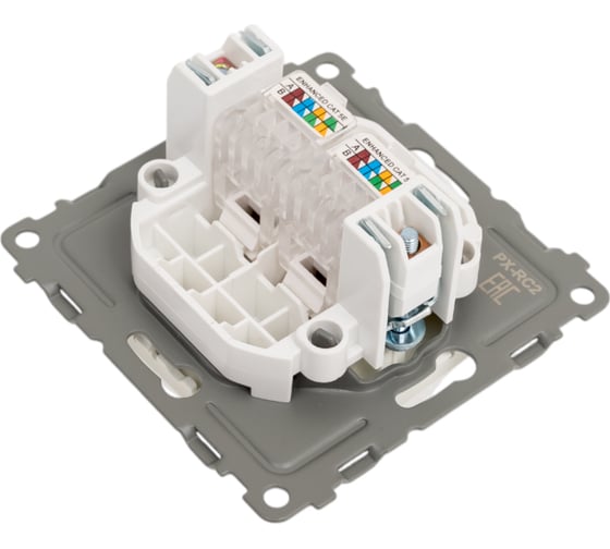 Розетка компьютерная 2-местная TOKOV ELECTRIC СП Pixel RJ45 кат.5E механизм перламутр. TKE-PX-RC2-C04