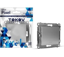 Выключатель 1-клавишный TOKOV ELECTRIC скрытой проводки, Pixel, 10А, IP20, с индикатором механизм, алюминиевый TKE-PX-V1I-C03