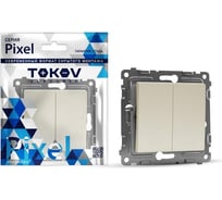 Переключатель проходной 2-клавишный TOKOV ELECTRIC скрытой проводки, Pixel, 10А, IP20, механизм, бежевый TKE-PX-P2-C02