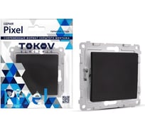 Переключатель проходной 1-клавишный TOKOV ELECTRIC скрытой проводки, Pixel, 10А, IP20, механизм, карбон TKE-PX-P1-C14