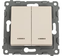 Механизм 2-клавишного выключателя TOKOV ELECTRIC СП Pixel 10А, IP20, с индикатором, бежевый TKE-PX-V2I-C02