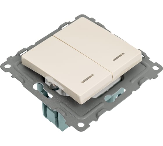 Механизм 2-клавишного выключателя TOKOV ELECTRIC СП Pixel 10А, IP20, с индикатором, бежевый TKE-PX-V2I-C02