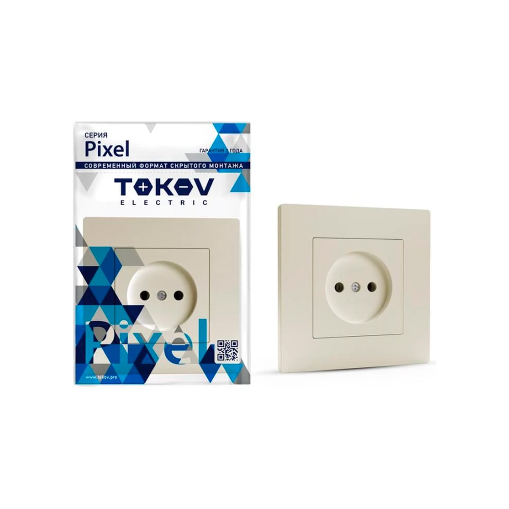 1-местная розетка TOKOV ELECTRIC СП Pixel 16А, IP20, без заземления, в ...