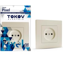 1-местная розетка TOKOV ELECTRIC СП Pixel 16А, IP20, без заземления, в сборе, бежевый TKE-PX-R1F-C02
