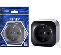 1-местная розетка TOKOV ELECTRIC ОП Frea 16А, IP20, 250В, с заземлением, АБС-пластик, карбон TKE-FR-R1Z-C14