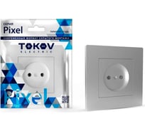 1-местная розетка TOKOV ELECTRIC СП Pixel 16А, IP20, без заземления, в сборе, алюминий TKE-PX-R1F-C03