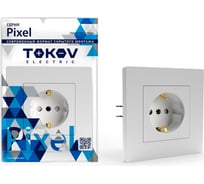 1-местная розетка TOKOV ELECTRIC СП Pixel 16А, IP20, с заземлением, защитные шторки, в сборе, белый TKE-PX-R1FZSF-C01