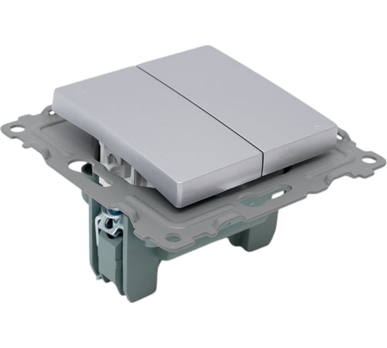 Механизм 2-клавишного выключателя TOKOV ELECTRIC СП Pixel 10А, IP20, алюминий TKE-PX-V2-C03