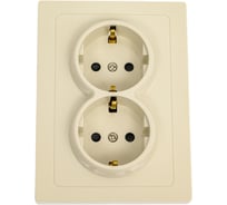Розетка TOKOV ELECTRIC 2-местная СП Pixel 16А IP20 с заземлением, защитные шторки, в сборе бежевый TKE-PX-R2FZSF-C02