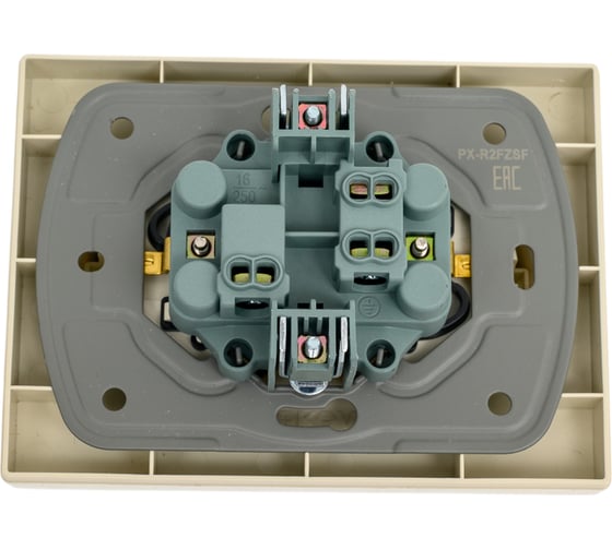 Розетка TOKOV ELECTRIC 2-местная СП Pixel 16А IP20 с заземлением, защитные шторки, в сборе бежевый TKE-PX-R2FZSF-C02