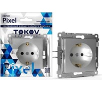 Розетка TOKOV ELECTRIC 1-местная СП Pixel 16А IP20 с заземлением механизм алюминий TKE-PX-R1Z-C03