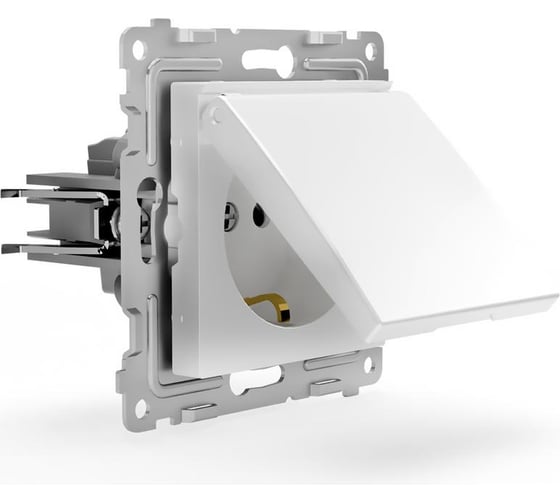 Розетка TOKOV ELECTRIC 1-местная СП Pixel 16А IP20 с заземлением, защитные шторки, с крышкой механизм белый TKE-PX-R1ZSW1-C01