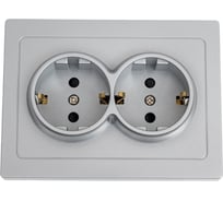 Розетка TOKOV ELECTRIC 2-местная СП Pixel 16А IP20 с заземлением, защитные шторки, в сборе алюминий TKE-PX-R2FZSF-C03
