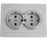 Розетка TOKOV ELECTRIC 2-местная СП Pixel 16А IP20 с заземлением, защитные шторки, в сборе алюминий TKE-PX-R2FZSF-C03 1