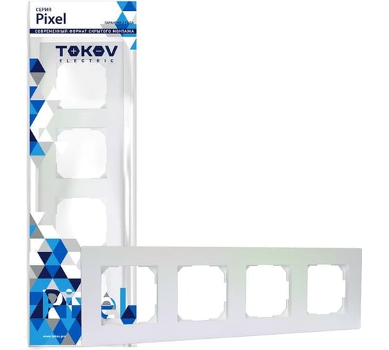 Рамка TOKOV ELECTRIC 4-местная Pixel универсальная, перламутровый TKE-PX-RM4-C04 1