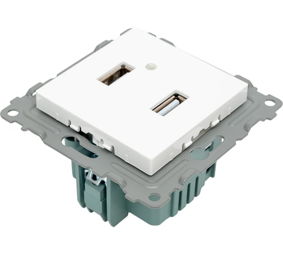 Розетка TOKOV ELECTRIC 2-местная USB СП Pixel тип A+A 5В 1x2.1А 2x1.05А механизм белый TKE-PX-2USB-C01