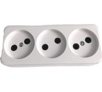 Розетка ООО Ливны-Электро РА 10-012 3-х местная ,белая, пластик АБС с подпружиненными контактами без донышка РА 6735.2