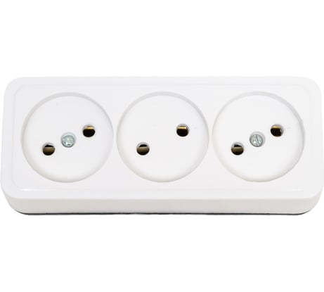 Розетка ООО Ливны-Электро РА 10-014 3-х местная, белая с подпружиненными контактами с донышком РА 6747