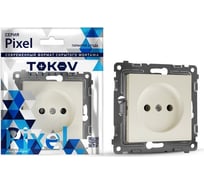 Механизм 1-местной розетки TOKOV ELECTRIC Pixel 16А, IP20, СП, без заземления, защитные шторки, бежевый TKE-PX-R1SF-C02
