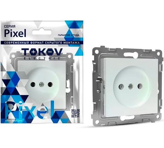 Механизм 1-местной розетки TOKOV ELECTRIC Pixel 16А, IP20, СП, без заземления, перламутровый TKE-PX-R1-C04