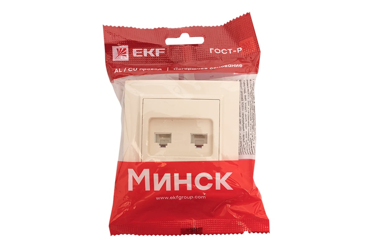 2-местная розетка EKF Минск RJ-45 СП бежевый ERK02-035-20 - выгодная цена,  отзывы, характеристики, фото - купить в Москве и РФ