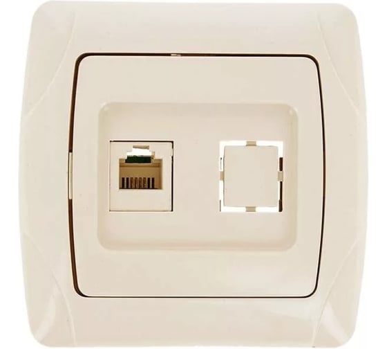 Розетка EKF Мадрид RJ45 бежевая EIK01-035-20 1