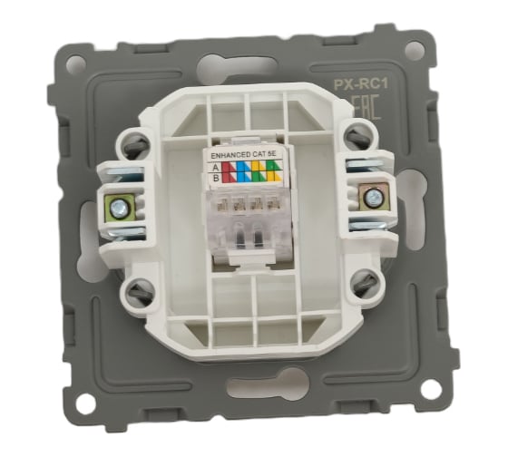 Розетка компьютерная 1-местная TOKOV ELECTRIC СП Pixel RJ45 кат.5E механизм карбон TKE-PX-RC1-C14
