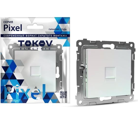 Розетка компьютерная 1-местная TOKOV ELECTRIC СП Pixel RJ45 кат.5E механизм перламутровый TKE-PX-RC1-C04