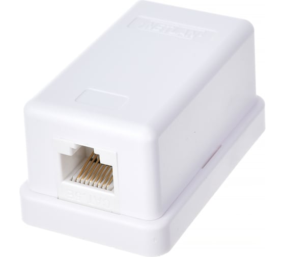 Настенная розетка NETLAN 1 порт, категория 5e, RJ45/8P8C, неэкранированная, белая, 10 шт,EC-UWO-1-UD2-WT-10